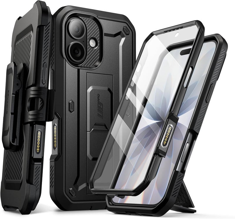 SupCase for iPhone 17 Case with Camera Control Button (Unicorn Beetle Pro), [Built-in Kickstand & Screen Protector] [Military-Grade Protection] Full Body Heavy Duty Phone Case, Black - Image 1